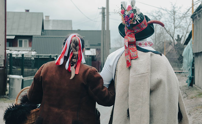 Person wearing traditional national clothes