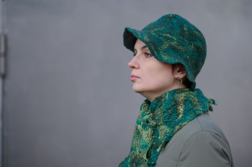 Wool Panama Hat And Scarf Malachite