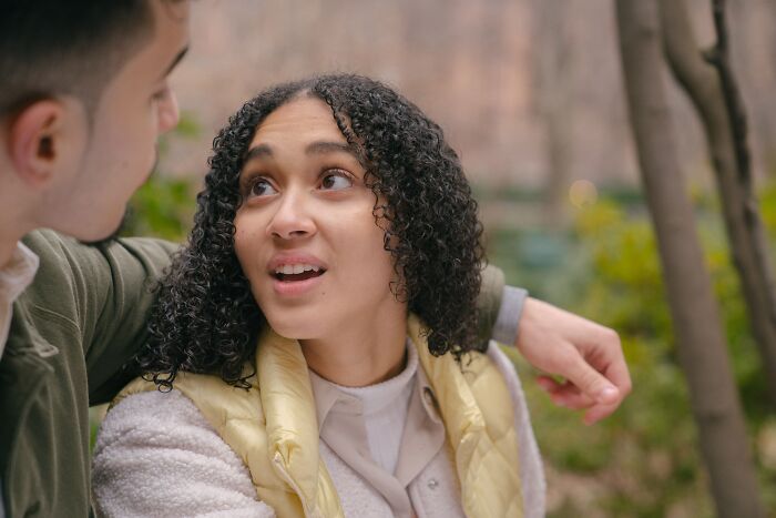 Surprised Woman Looking At Man 