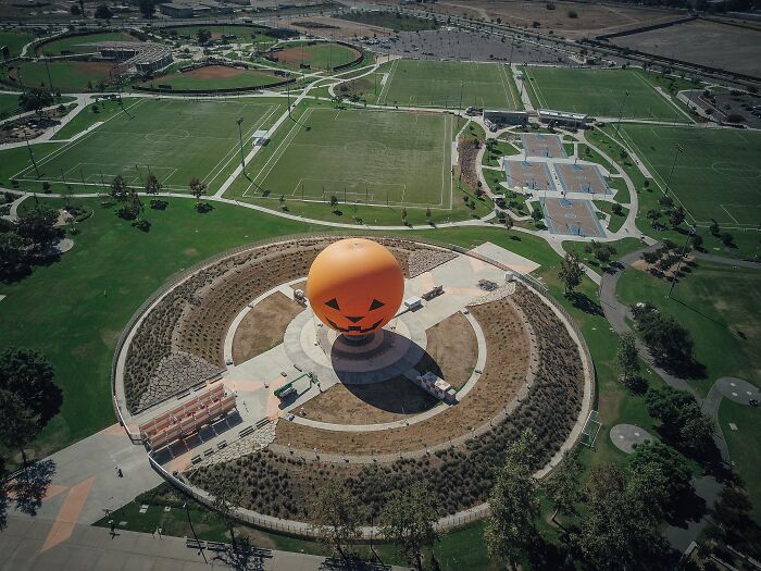 Big Halloween Balloon In The Middle Of The Park 