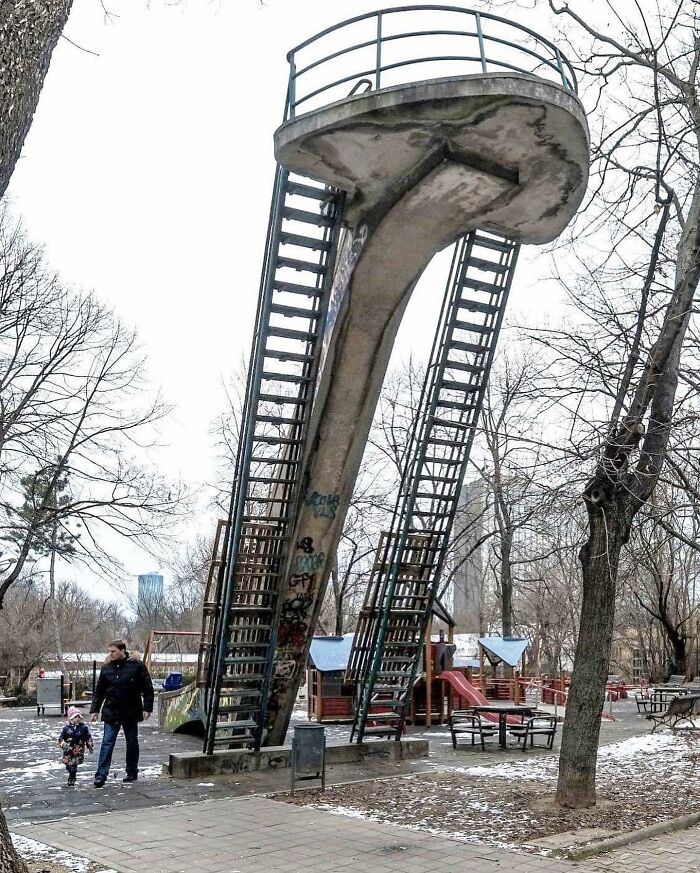 Concrete Toboggan Slide - Playground Floreasca. Floreasca Development. Bucharest, Romania. Built In 1959-1960