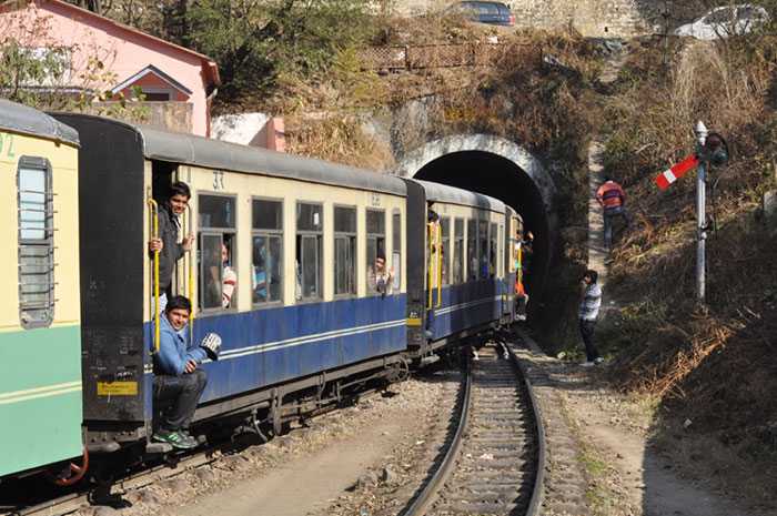 A train going through a tunnel