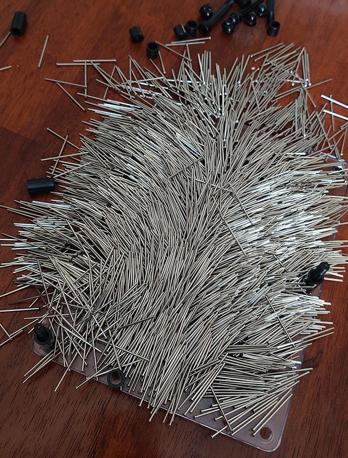 While Trying To Fix 3 Loose Pins, I Accidentally Dropped This Pin Impression Toy While It Was Unscrewed, Resulting In This Fun Art Piece