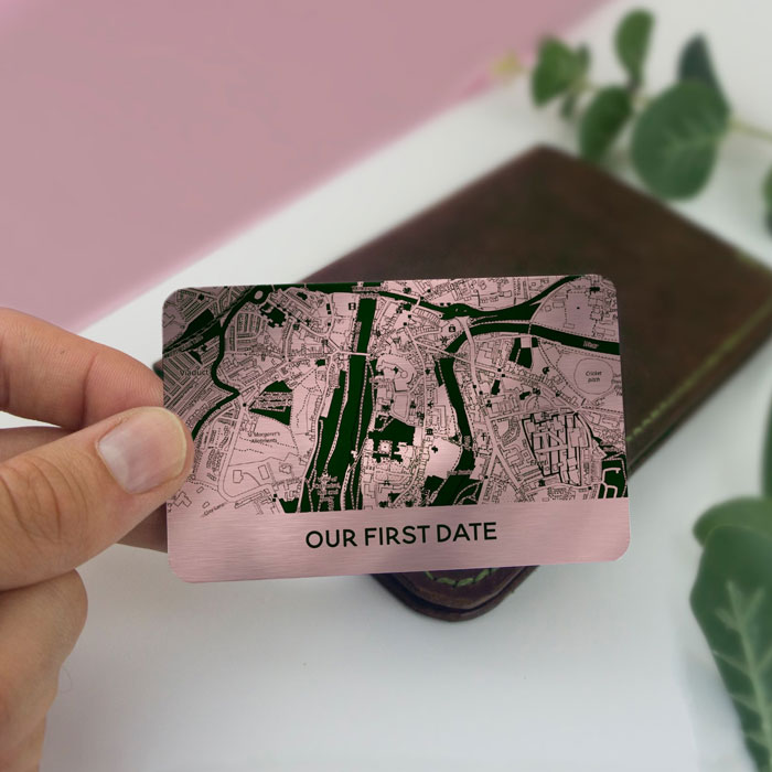 Metal Wallet Card With Map & Caption