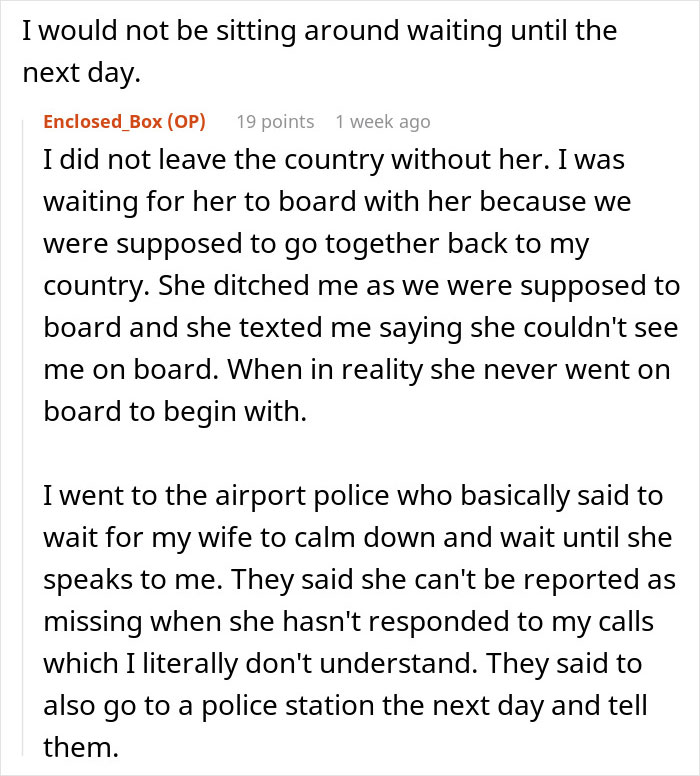Guy Turns To The Internet After His Pregnant Wife Suddenly Disappears From The Airport And Texts Him To Never Look For Her