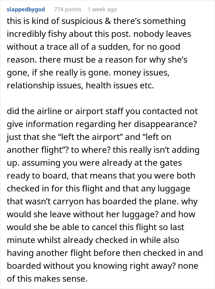 Guy Turns To The Internet After His Pregnant Wife Suddenly Disappears From The Airport And Texts Him To Never Look For Her