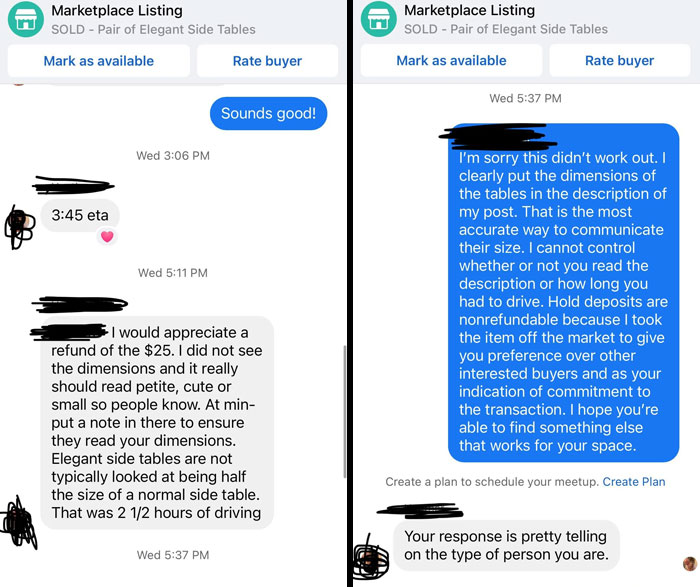 Lady Condescendingly Asks For Her Hold Deposit Back After Backing Out Of Transaction Because Of Her Own Negligence