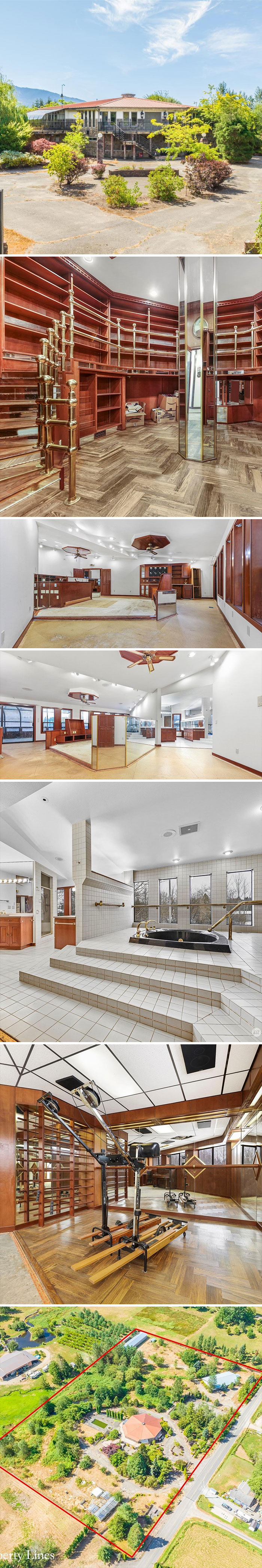 Here’s A Really Cool Octagon Shaped Home In Sultan, Wa. It Comes With This Amazing Library, A Huge Main Suite As Well As A Pool. $960,000