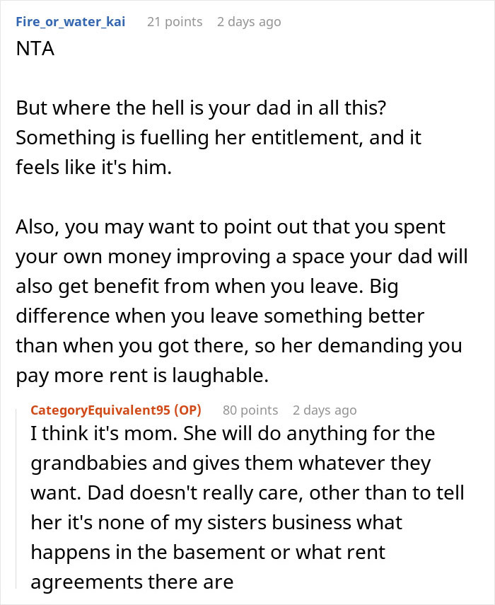 Mom Takes The Whole 2nd Floor For Her And Her 3 Kids, Leaves Sister With Horrible Basement, Drama Ensues When She Fixes It Up And Makes It Really Nice Mom Takes The Whole 2nd Floor For Her And Her 3 Kids, Leaves Sister With Horrible Basement, Drama Ensues When She Fixes It Up And Makes It Really Nice