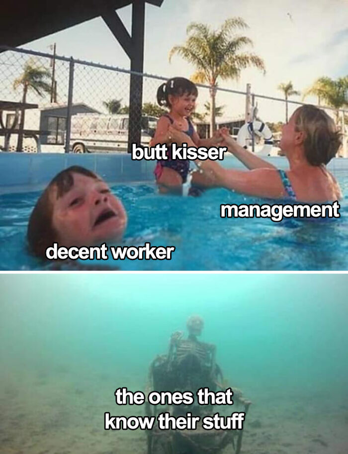 Office life meme depicting management priorities in a humorous way.