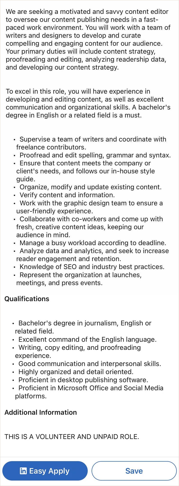 Put Your Hard-Earned Degree To Good Use… Manage A Team Of People And A Full-Time Workload As An Unpaid Volunteer!