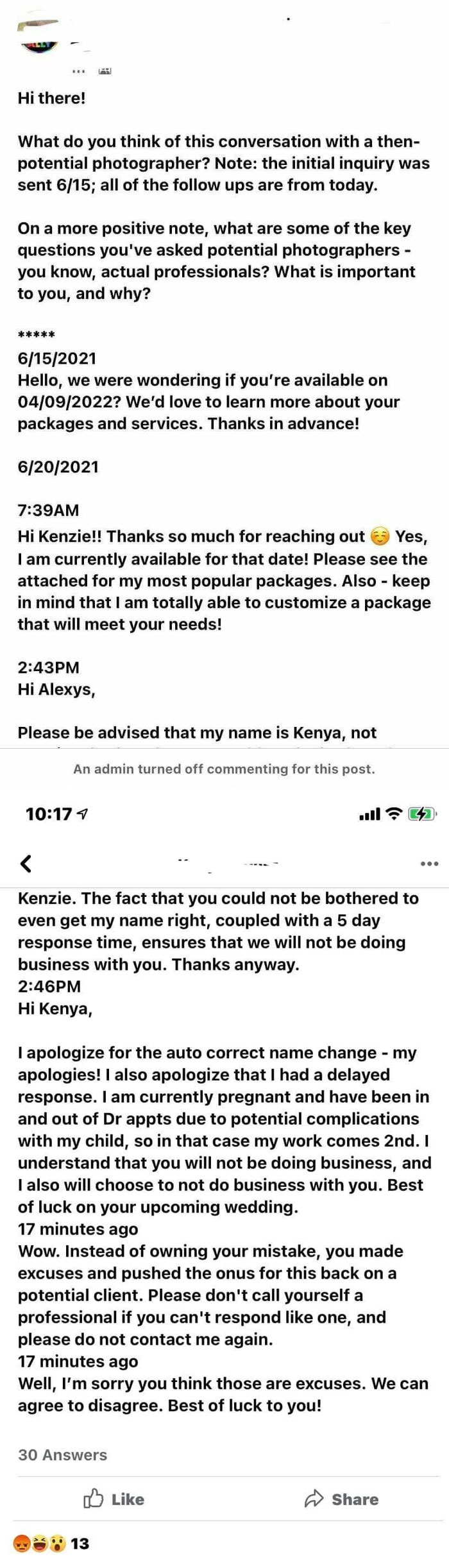 I Feel Sorry For The Next Photographer She Contacts