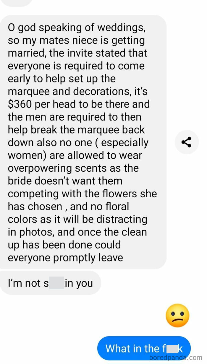 Bride N Groom Requests No Perfume On The Women And The Men Are Free Labour, On Top Of Paying $360 A Head