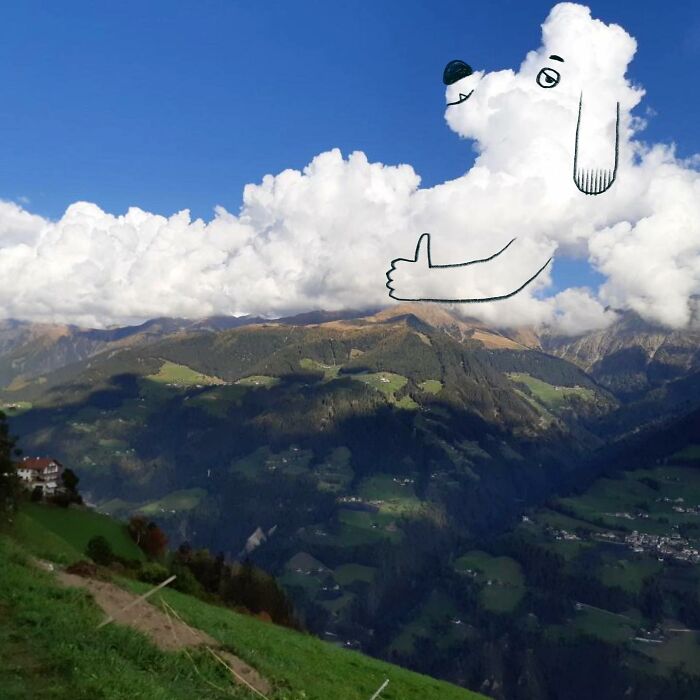 This Artist Reimagines Clouds As Characters By Drawing Shapes Onto Them