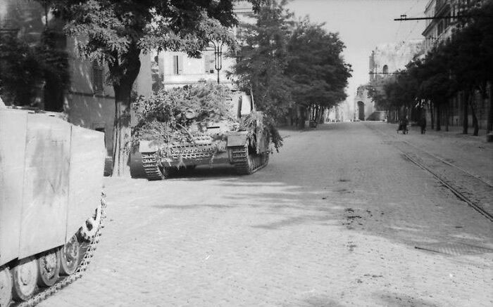 Pictured Above Are Multiple Camouflaged German Sturmpanzer Assault Guns In Rome, Italy During 1944