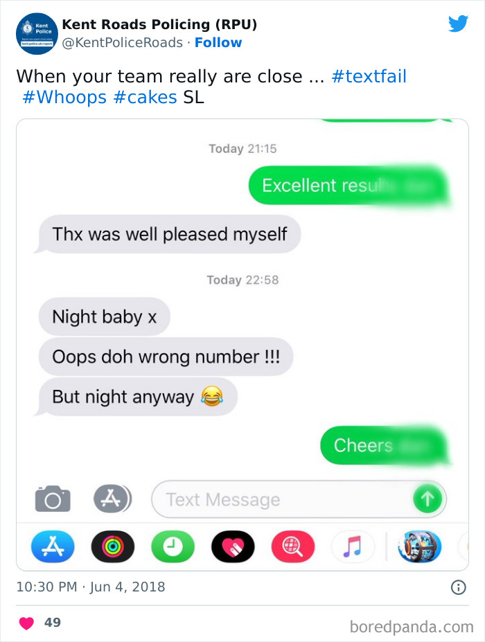 person sends dirty messages to a college by accident 