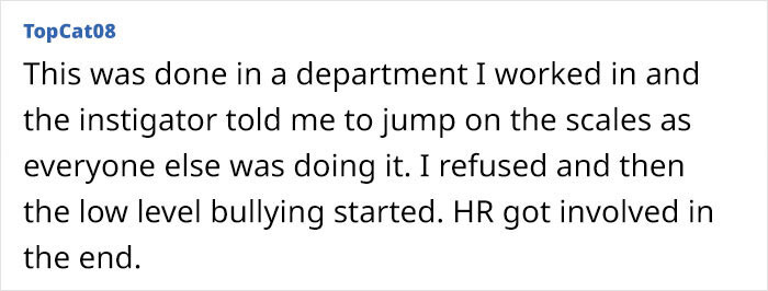 Person Is Left Confused After Their Colleague Brings Scales To Work, Gets Everyone To Weigh Themselves In Front Of Each Other