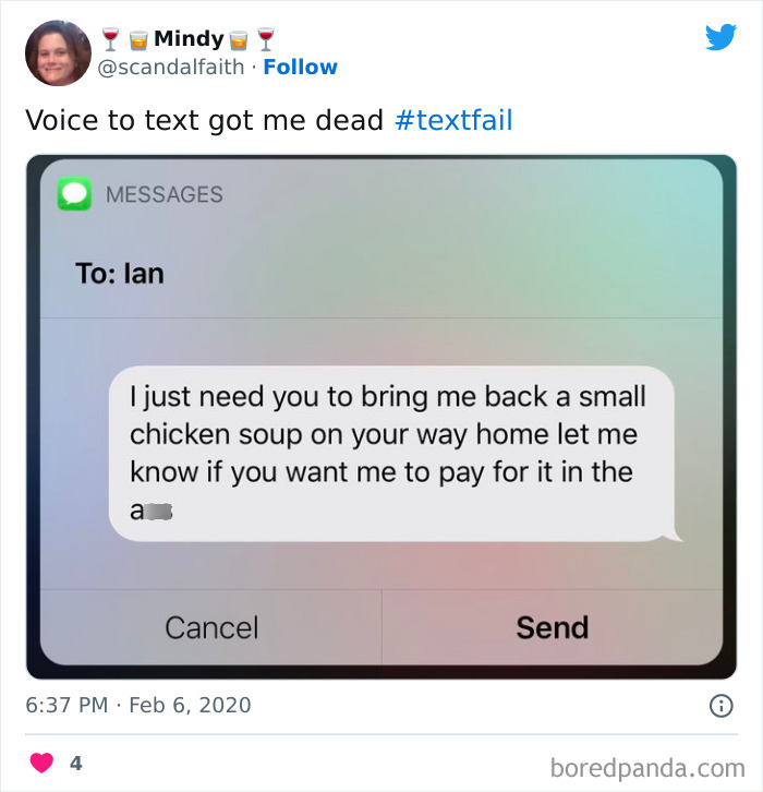 woman accidentally texted an "a*s" at the end of message 