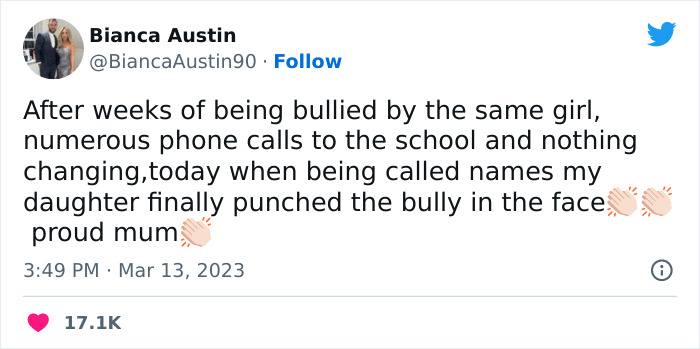 "My Daughter Finally Punched The Bully In The Face": Mom Praises Her Child For Standing Up For Herself, Calls Out School's Reaction "My Daughter Finally Punched The Bully In The Face": Mom Praises Her Child For Standing Up For Herself, Calls Out School's Reaction