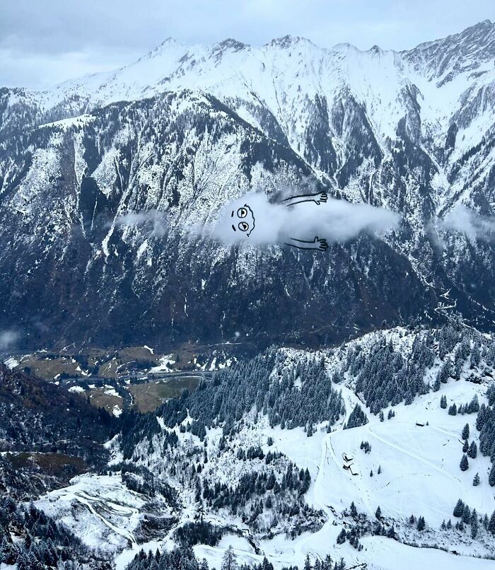 This Artist Reimagines Clouds As Characters By Drawing Shapes Onto Them