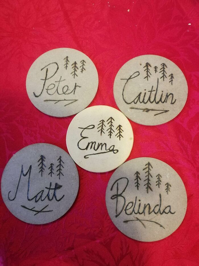 First Time Using A Wood-Burning Tool, Made These For Christmas Lunch