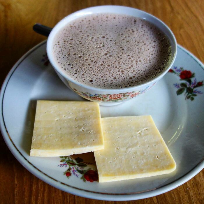 Hot chocolate and cheese