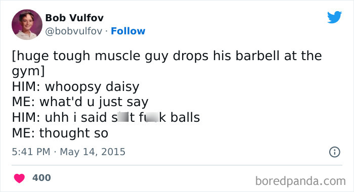 Gym meme featuring a humorous conversation about a muscle guy dropping a barbell.