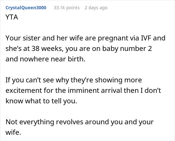 Man Throws Tantrum Over Sister&rsquo;s 38-Week IVF Pregnancy Getting More Attention Than His Wife&rsquo;s, Gets A Reality Check