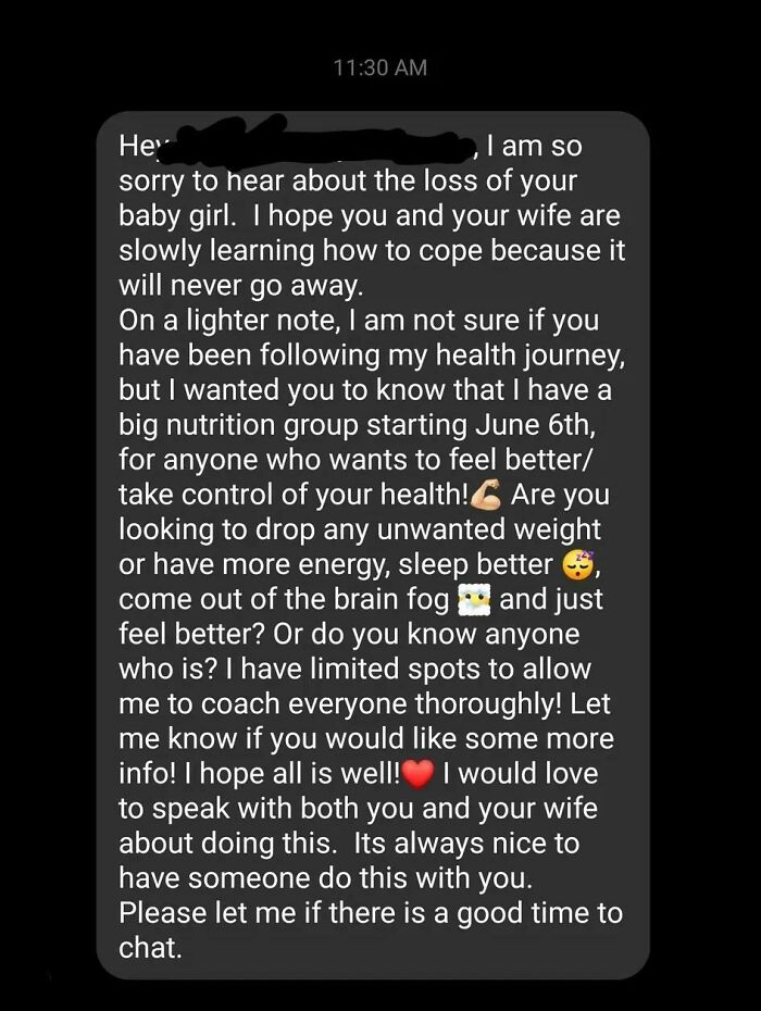 Our Daughter Passed Away Last Month. My Husband Received This Message Today From Someone He Knew In Highschool