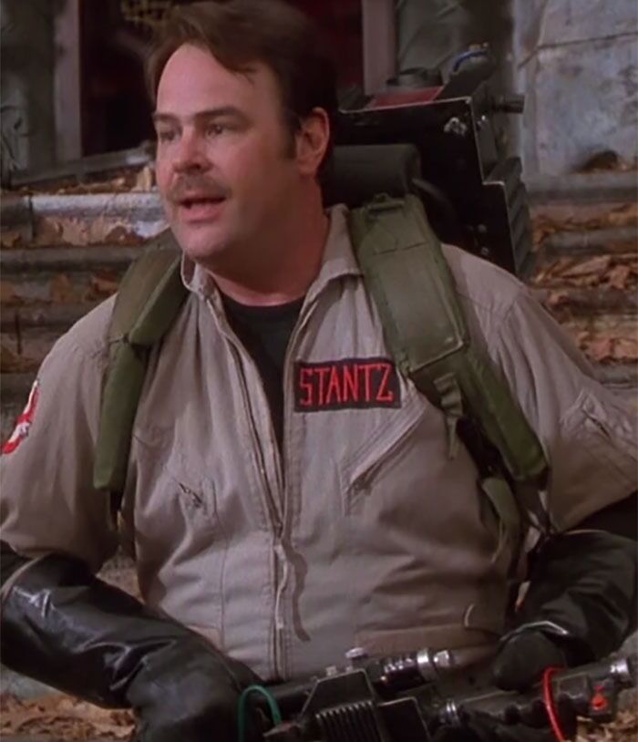Dan Aykroyd wearing ghost buster outfit in movie Casper