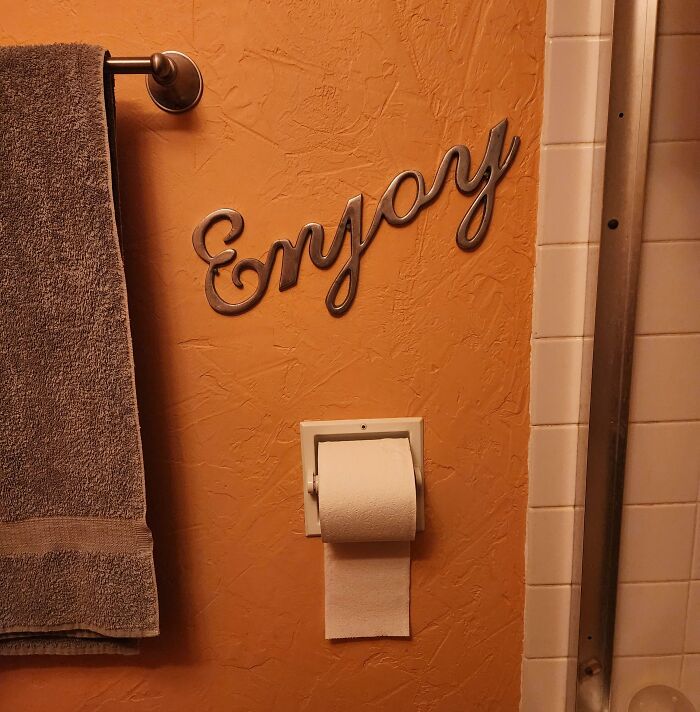 My Wife Went To The Flea Market And Brought Home A Wall Decoration For The Bathroom