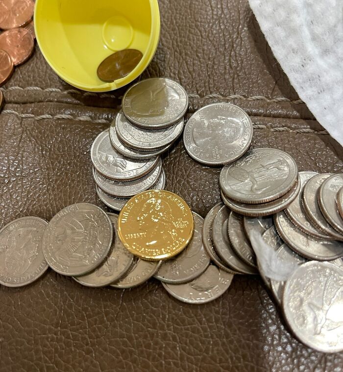 Got A Roll Of Quarters From The Bank And My Wife Cracked It Open To Find A Gold Quarter