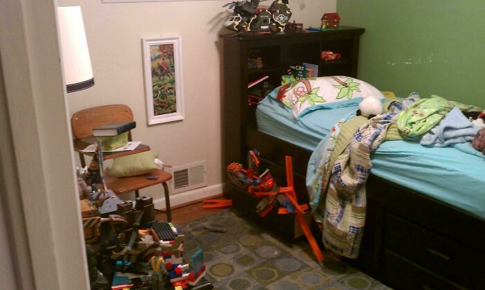 So A Couple Years Back My Then Five Year Old Son Proudly Announced He Just Finished Cleaning His Room. As He Bound Out The Door To Play I Decided You See Just How Well He Did. Obviously He Nailed It