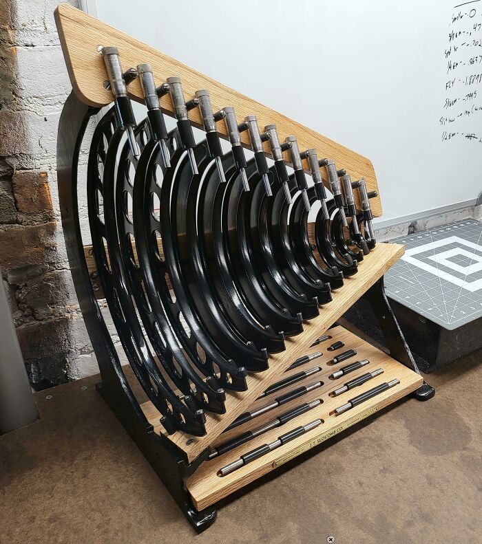 "The Longest-Lived Micrometer Than Can Be Bought." J.t. Slocomb Micrometers And Stand, All Fully Restored By Myself. Each Mic Is Between 70-120 Years Old, And They're All Still Accurate