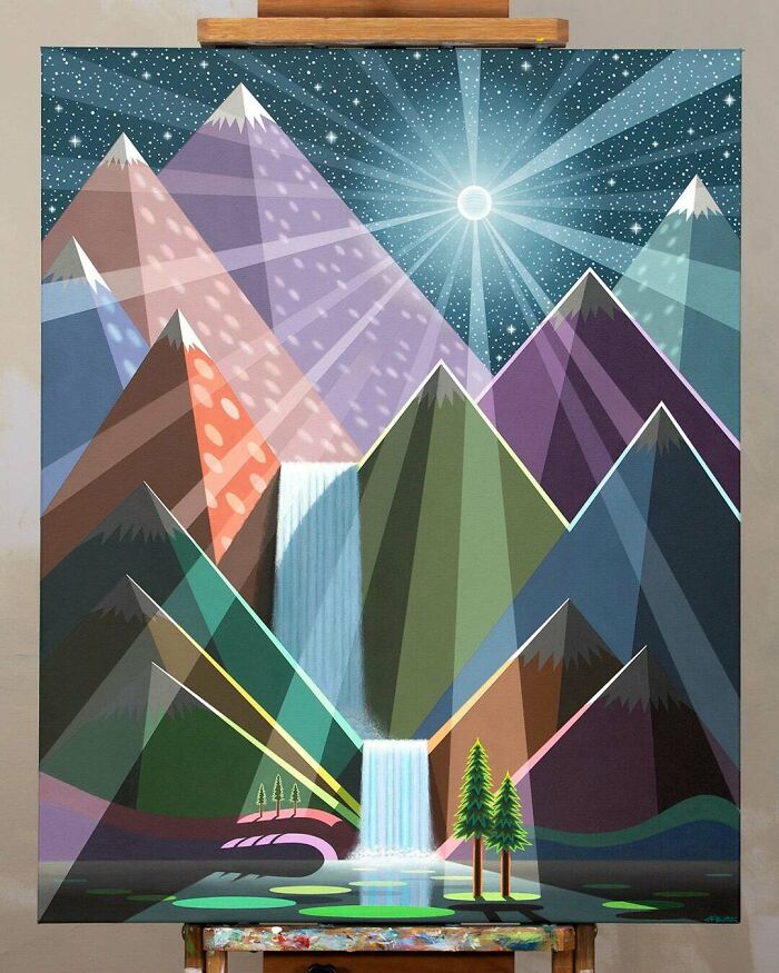 An Acrylic Painting I Finally Finished Called "Valley Of The Disco Moon"