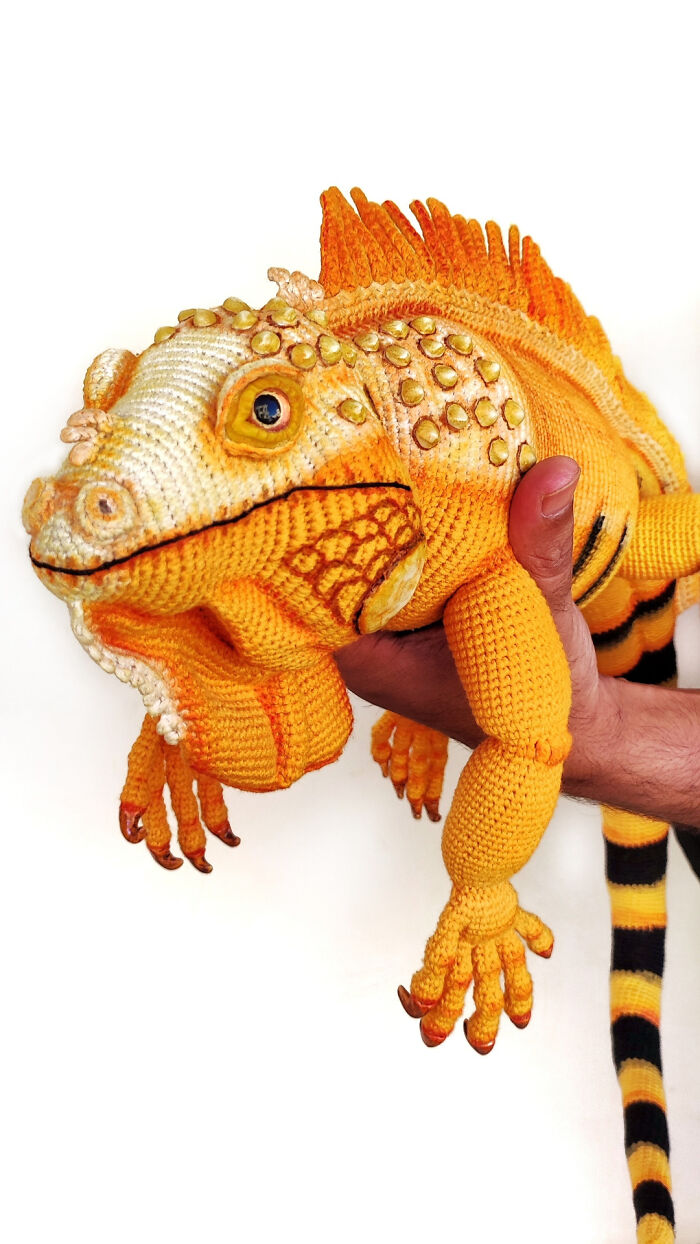 What Do You Think About Combined Handmade Techniques? For Example, I Crochet This Iguana In 3 Colors Of Threads, Than Painted And Made Clay Details