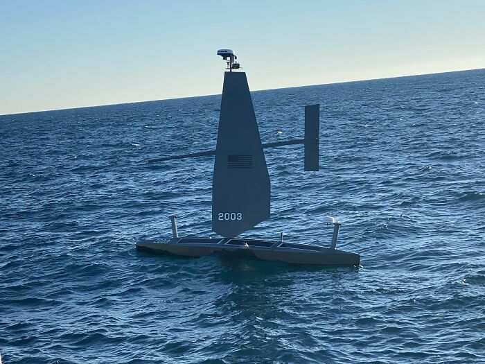 What Is This Thing? It’s An Unmanned Ship Of Some Sort About The Same Size As A Big Kayak. Expensive Radar & Solar Panels On It. We Were On A Head Boat & This Was About 15 Miles Off The Coast In North Carolina. Captain Radioed The Nearby Navy Ship Who Claims. It Was Not Theirs