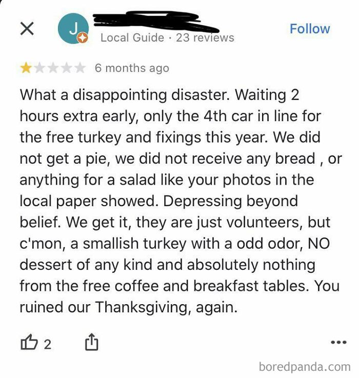 Giving Your Church A One Star Review For Giving You A Free Turkey