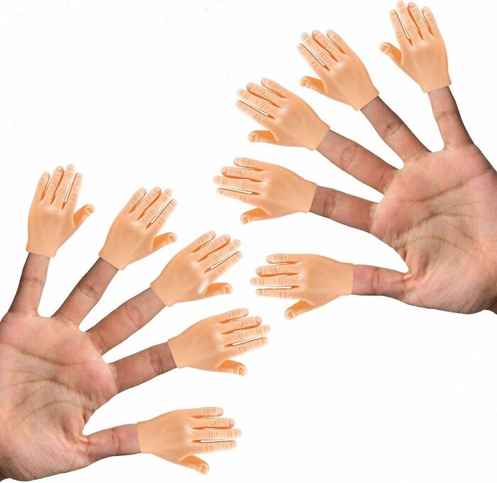 people wearing portable tiny hands 