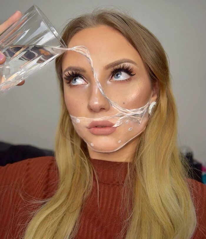The "Water" Was Painted On My Face Using Only Makeup. This Took Me 4-5 Hours