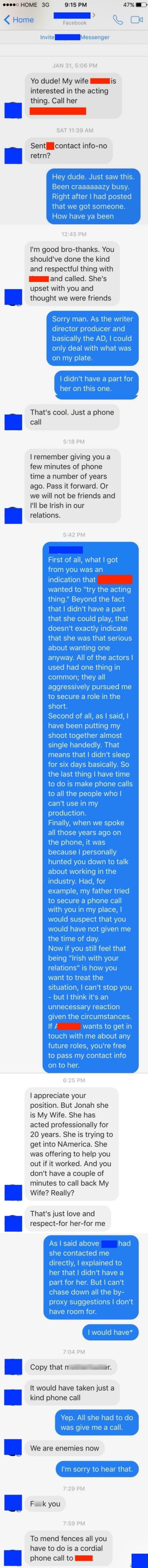 My D**khead Former Boss Wanted Me To Put His Wife In My Short Film. I... Did Not. He Didn't Like That Very Much