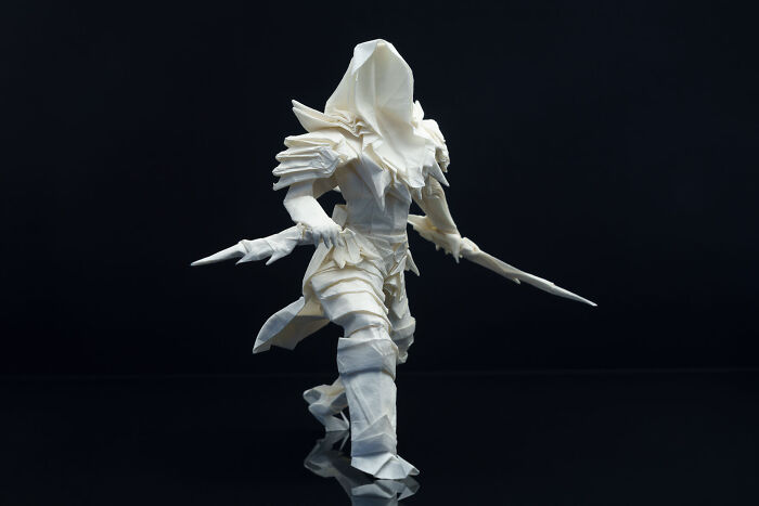 Assassin made out of a white paper