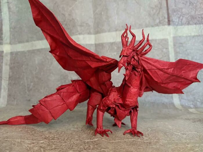 a paper red dragon