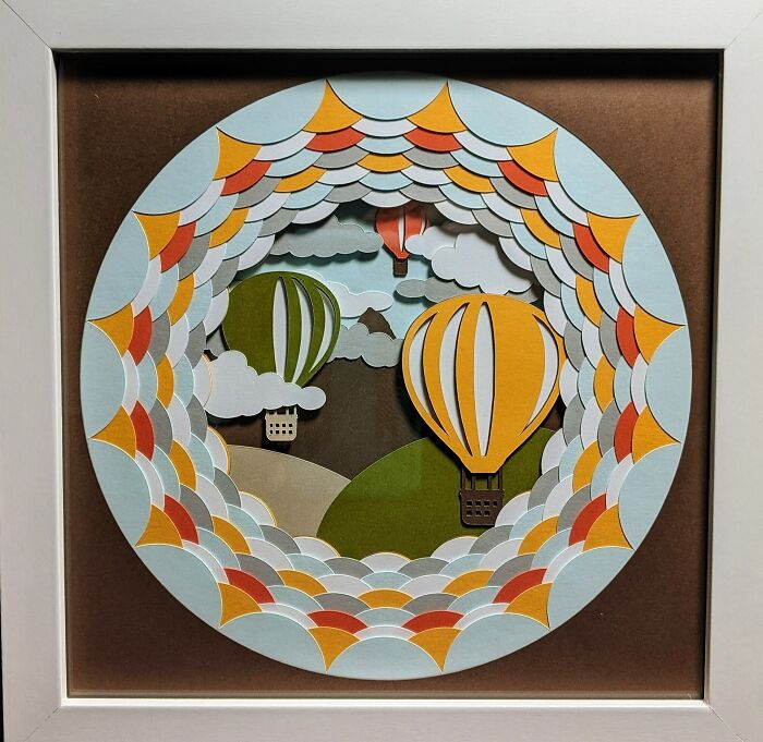 card with hot air balloons made out of paper