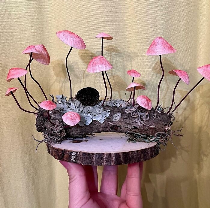 a paper mushrooms on the stump