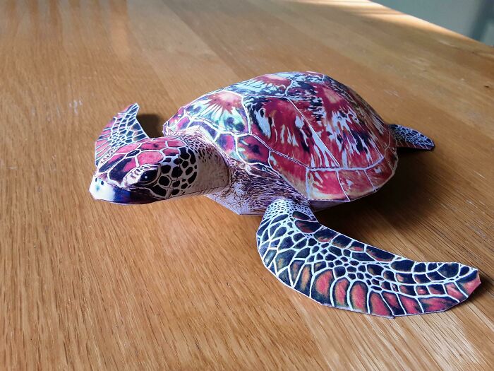 a paper colorful turtle on the table