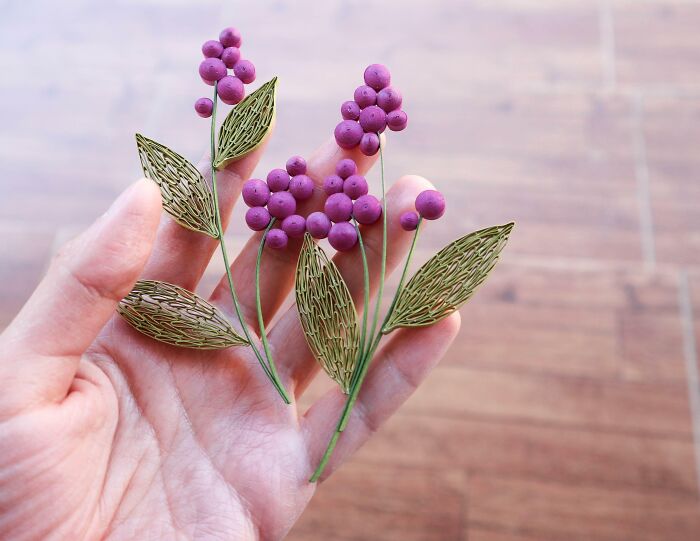 Some Paper Quilling Berries And Leaves That I Made
