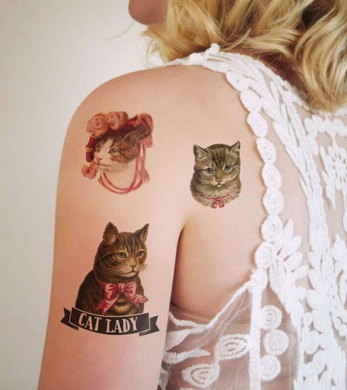temporary cat lady tattoos 