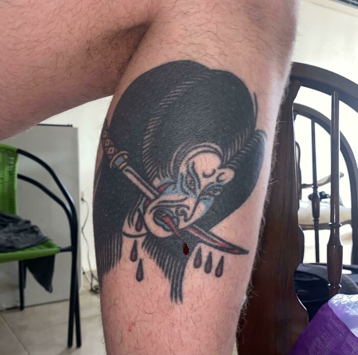 Was Cut By A Flying Shard Of Glass From A Broken Plate, Cut Fits In Perfectly With Tattoo