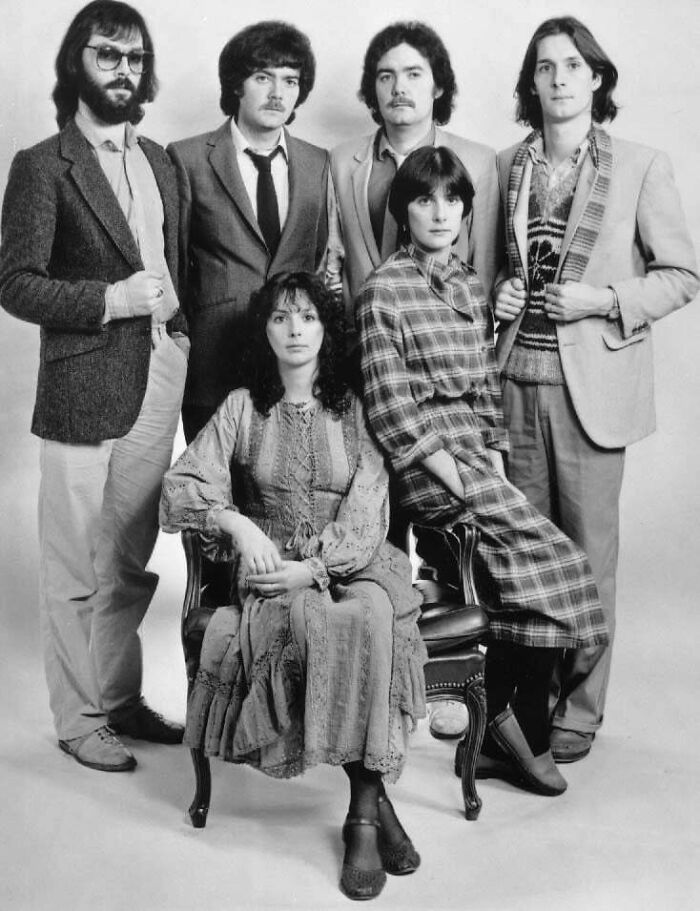 Irish Folk Group Clannad, With 21 Year Old Enya Sitting Next To Her Older Sister Moya, Posing During A Photoshoot For Their 1982 Album Fuaim